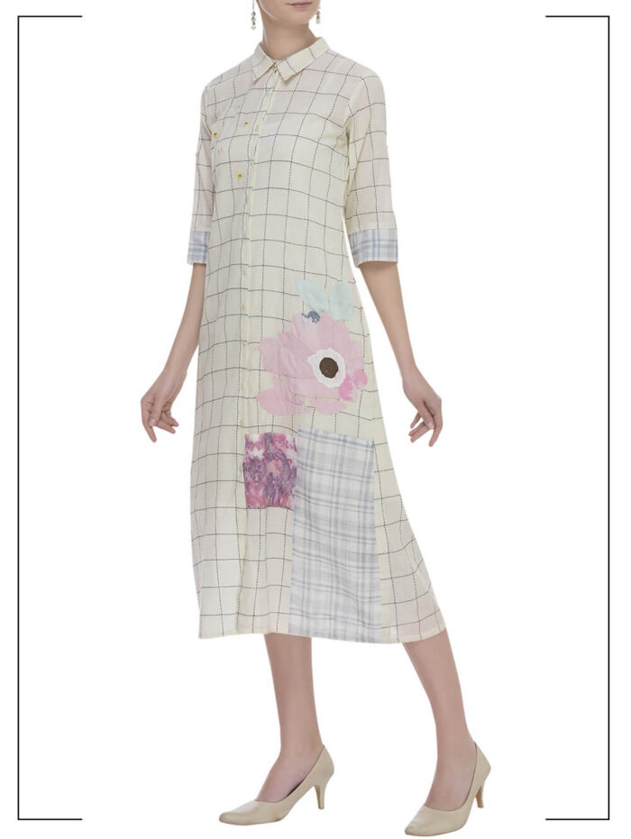 Window Pane Shirt Dress