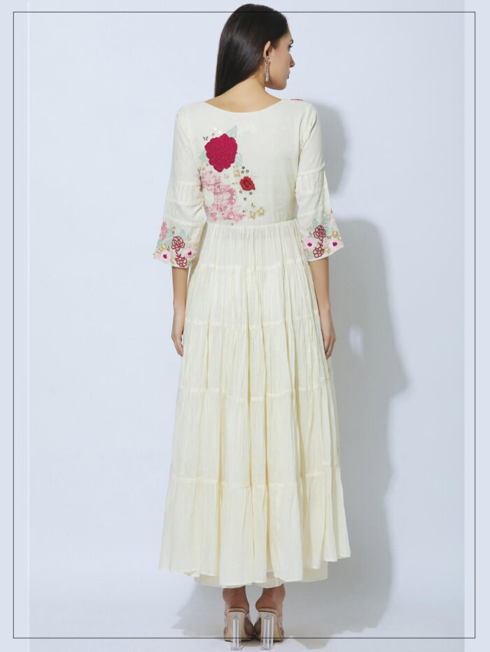 Off-White Embroidered Anarkali and Palazzo
