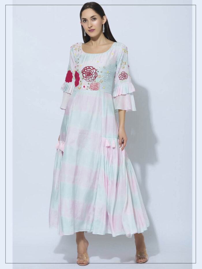 Shibori Embroidered Gown