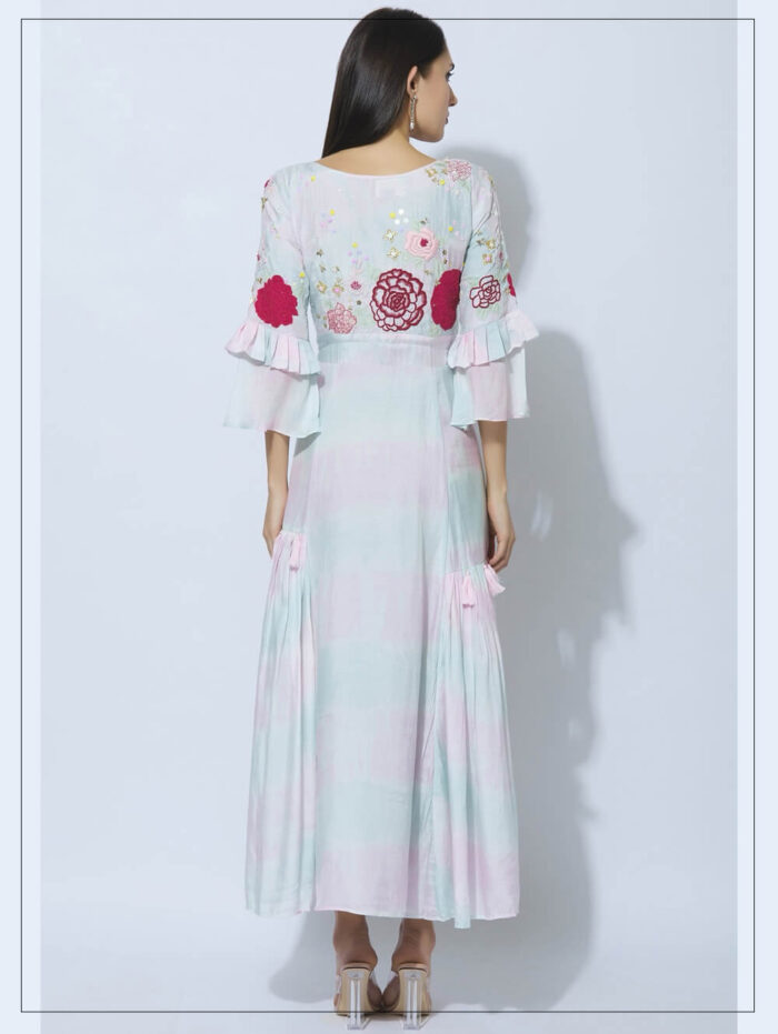 Shibori Embroidered Gown