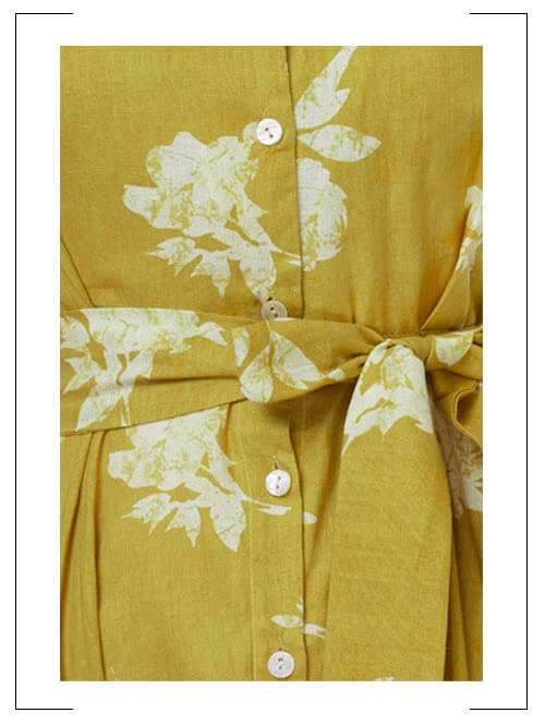 Vintage Yellow Floral Print Dress