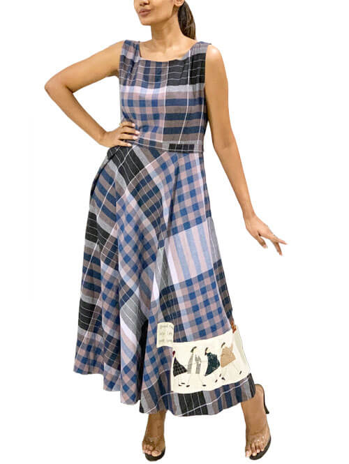 Checkered Ankle Length Dress