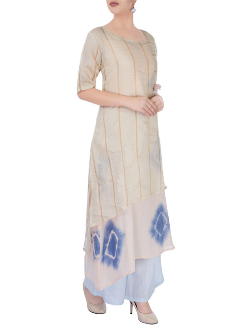 Light Pink Tunic With Kurta & Palazzos