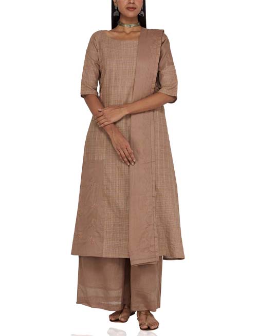 Nude Textured Kurta Set