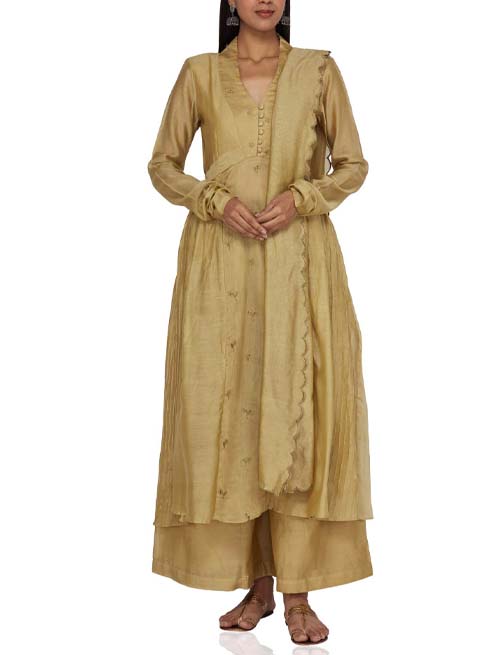 Mustard Embroidered Kurta Set