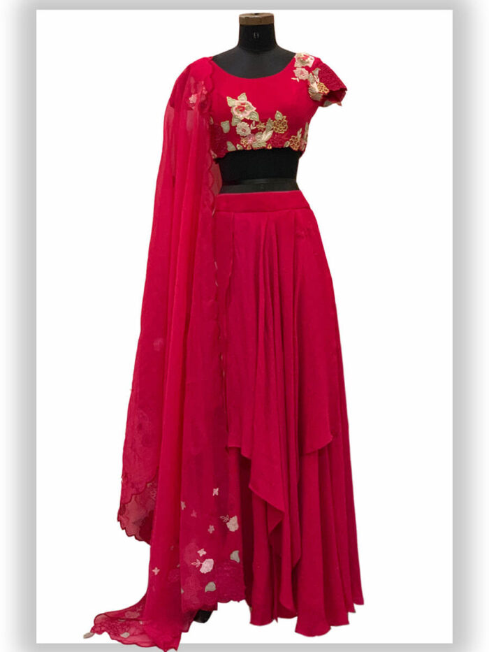 Pink Embroidered Lehenga Set