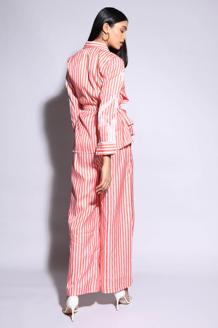 ORANGE STRIPPED SILK CO-ORD SET - Image 5