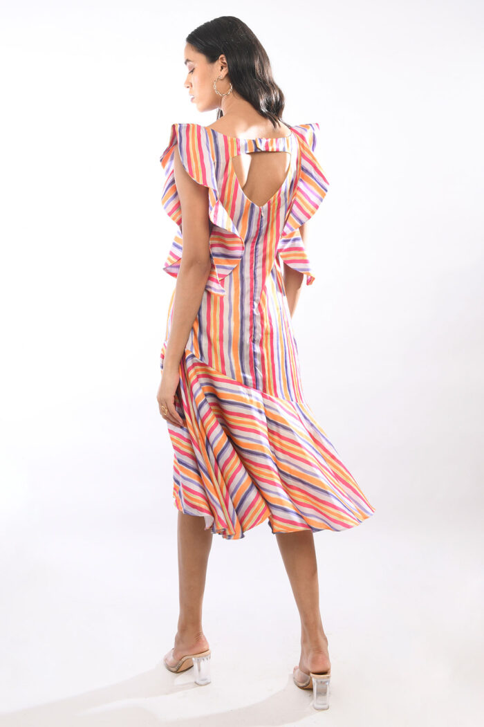 MULTI COLOUR STRIPED  MIDI DRESS - Image 4