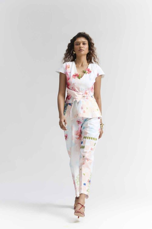 MULTI COLOUR  ABSTRACT FLORAL PRINTED  CO-ORD SET